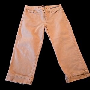 NYDJ Womens Tan Denim Cuff Capris Size 8 Made In USA